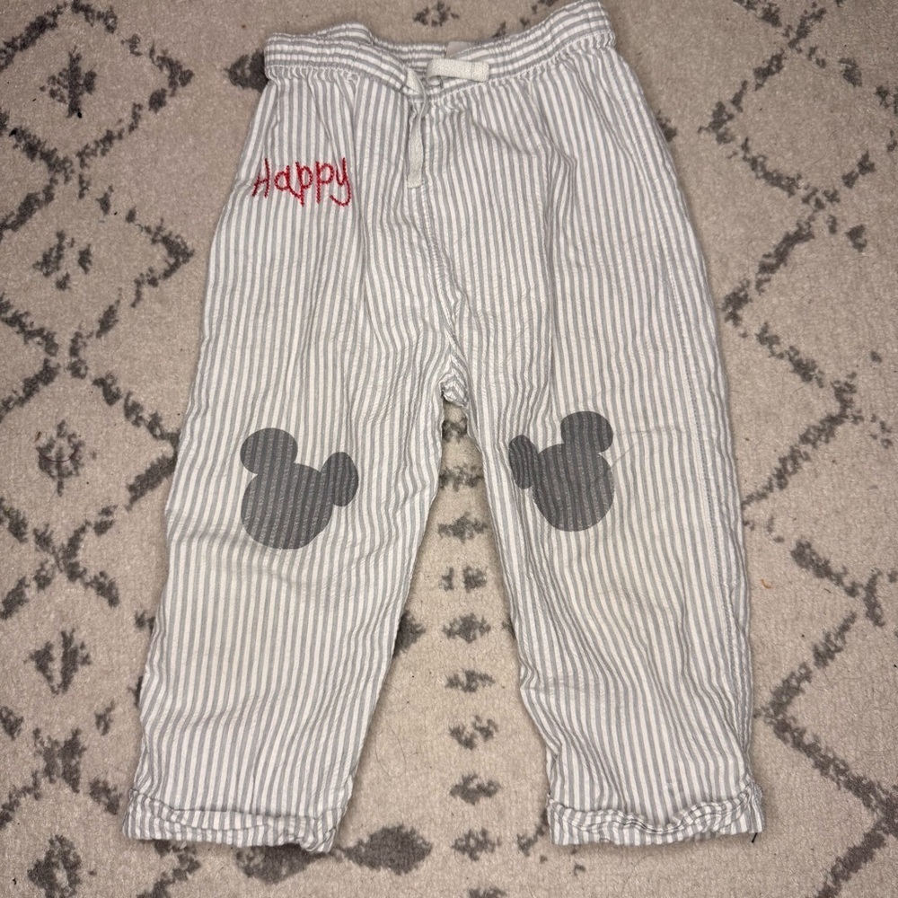 JUNK FOOD Disney Railroad Stripe Happy Mouse Ears Drawstring Pants